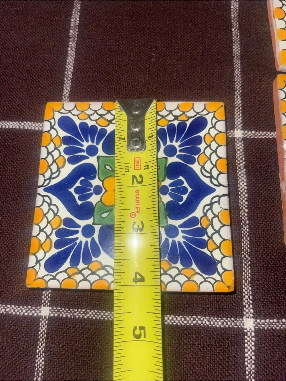 Set of 5 Matching Mexican Talavera Tile Coasters Bright Artistic